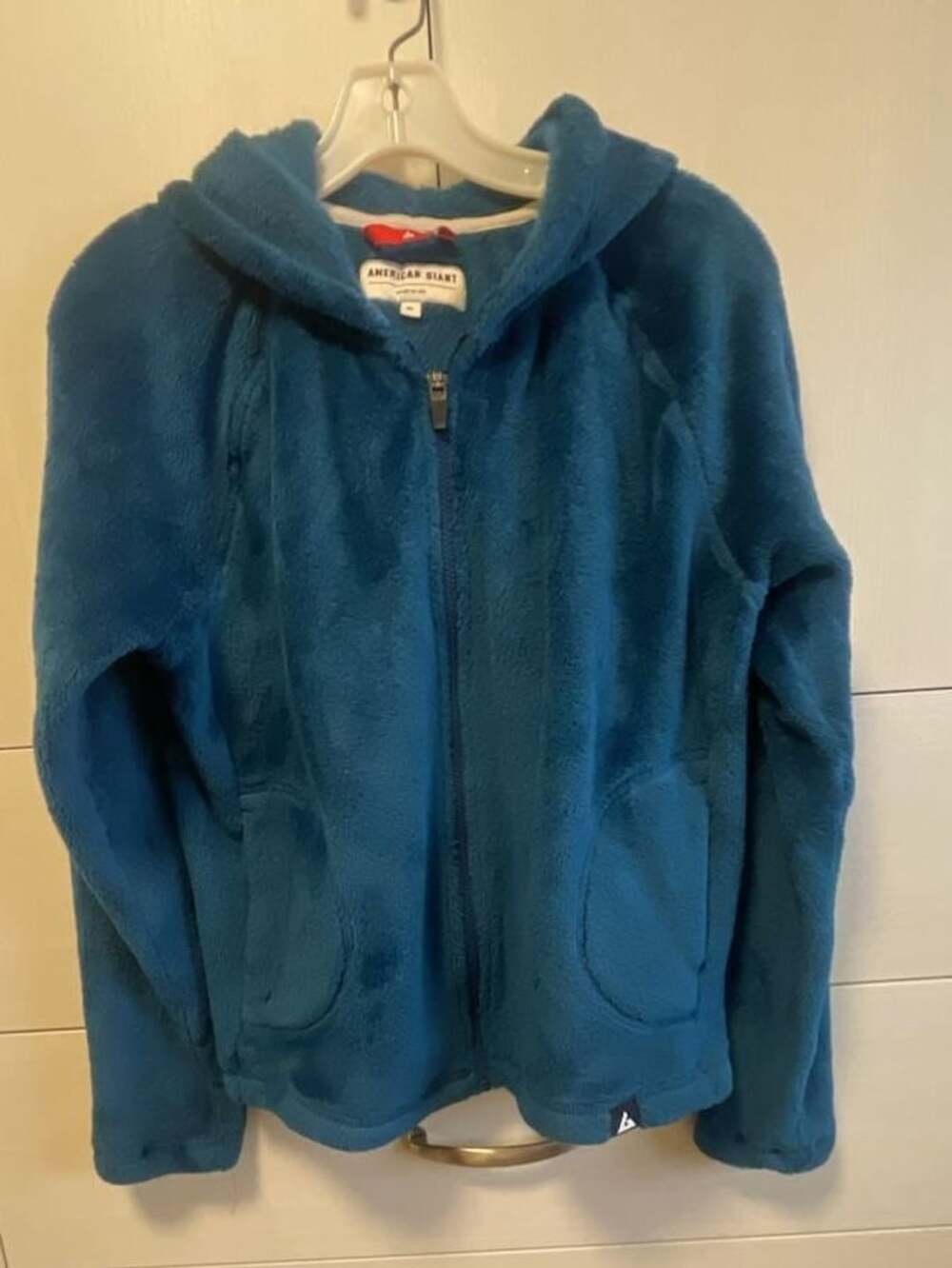 American Giant Zip Hoodie Wm Size XL Blue Sherpa Fleece Jacket